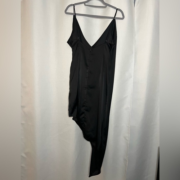 Cotton Candy LA Black Satin Asymmetrical Dress Large - Picture 2 of 9